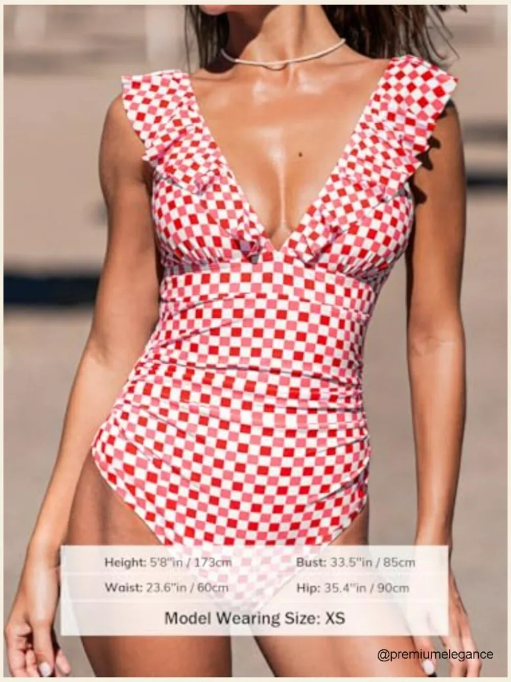 V Neck Lace Up Ruffled One Piece Swimsuit with Adjustable Straps